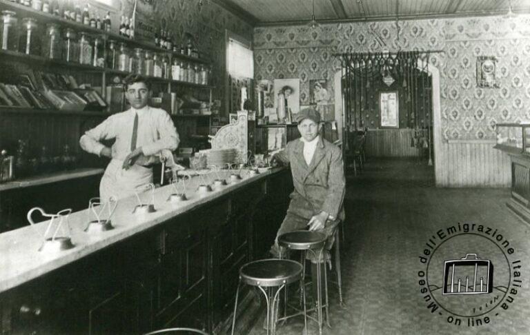 Giorgio Lemetti all’interno del suo bar negli Stati Uniti d’America 